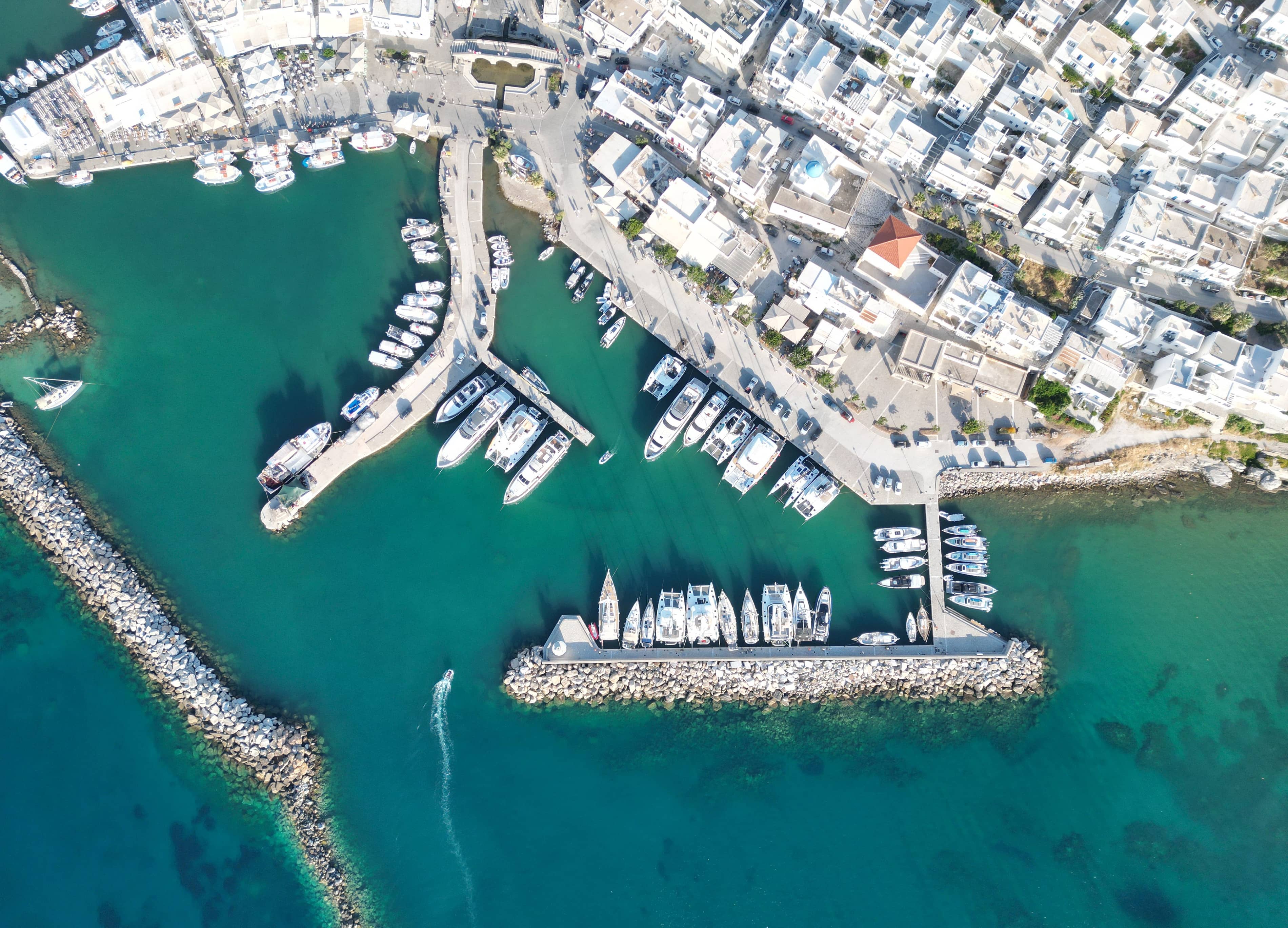 Aerial view of Porto Naoussa marina