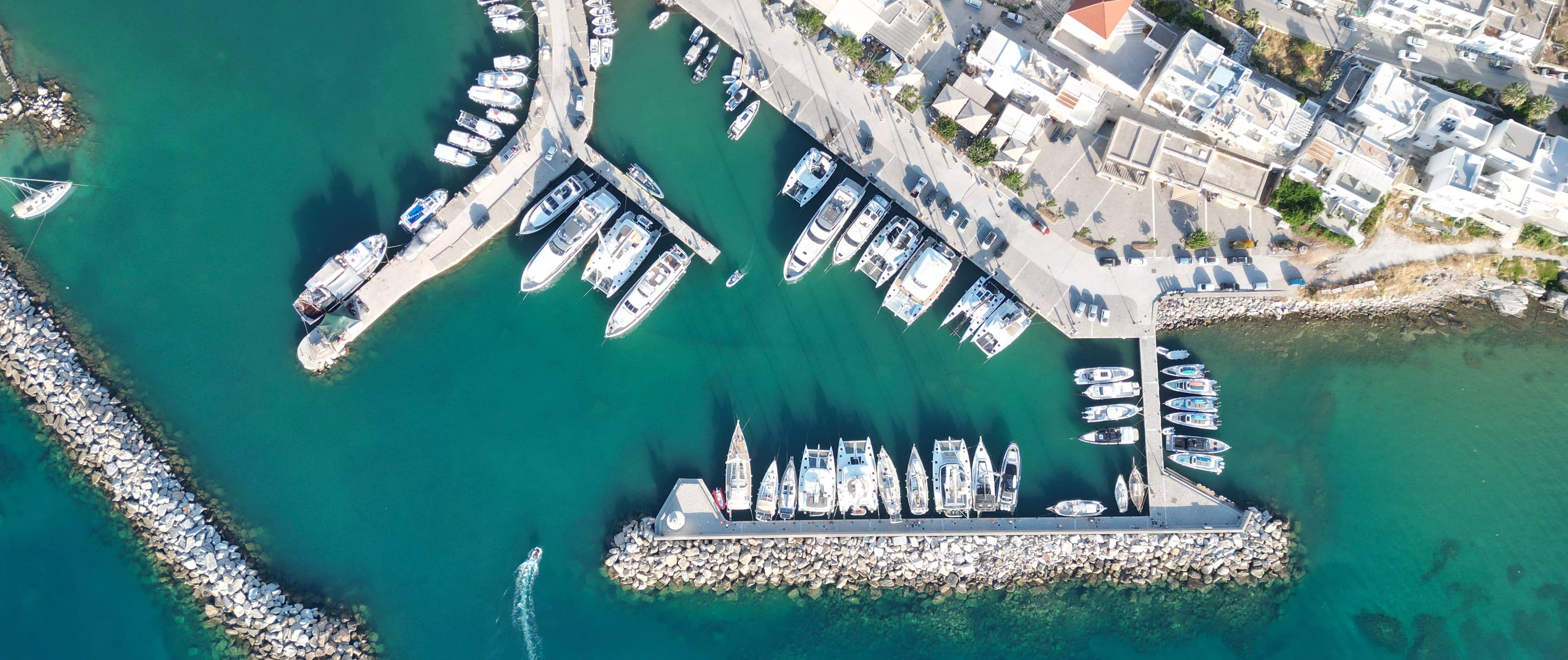 Entrance to Porto Naoussa marina from above